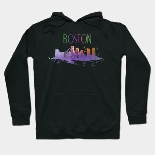 Boston Watercolor skyline Hoodie